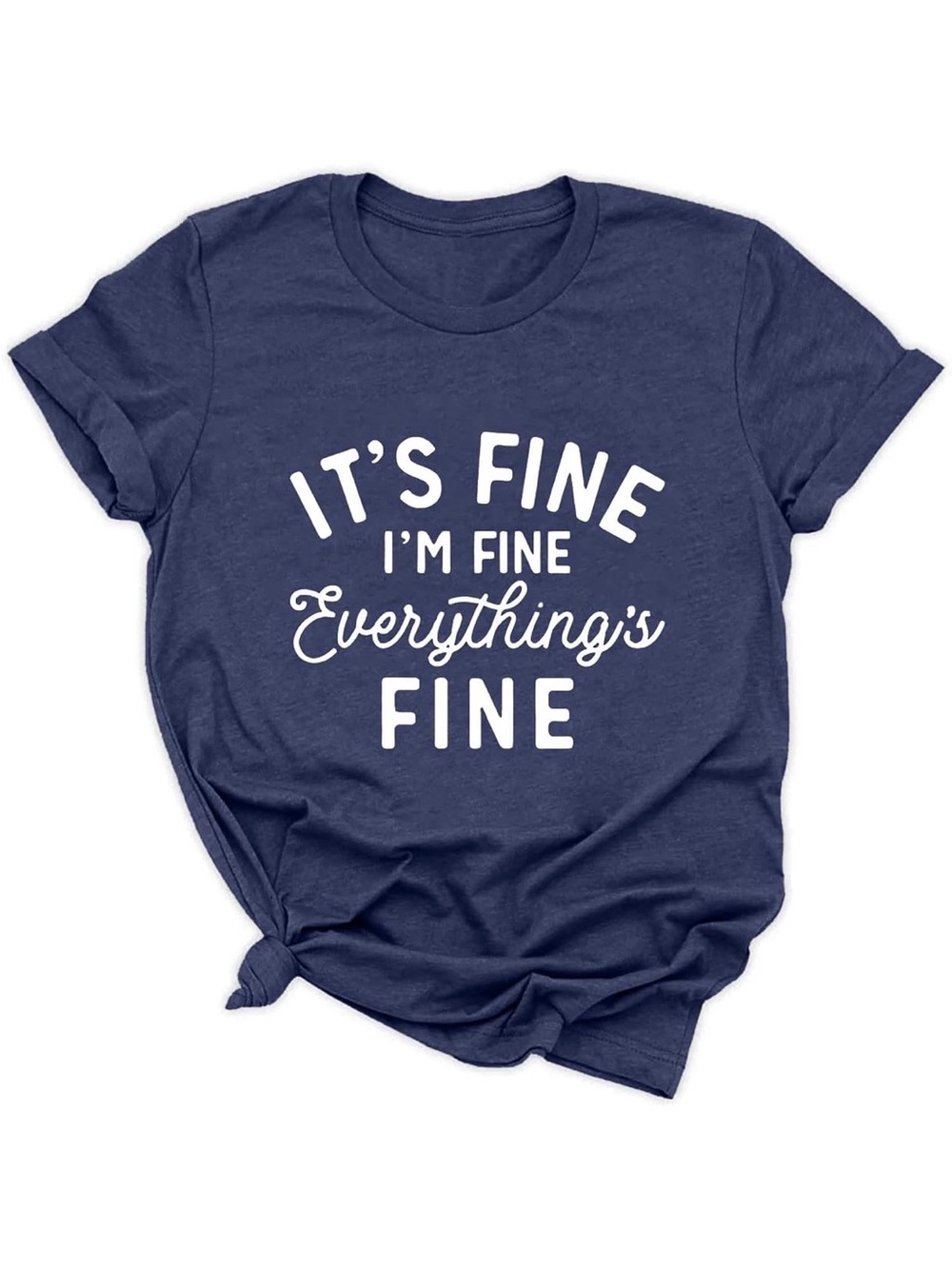 💙 Everything’s Fine Navy Blue V-Neck Tee